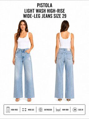 PISTOLA LIGHT WASH HIGH-RISE WIDE-LEG JEANS SIZE 29